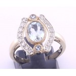 9ct Aquamarine and Diamond Ring